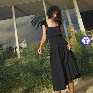 NATION LTD - BRITTINI SMOCKED WAIST DRESS - JET BLACK - M